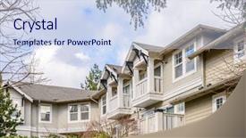  Presentation with neighborhood - Audience pleasing presentation consisting of perfect neighborhood houses in suburb backdrop and a sky blue colored foreground