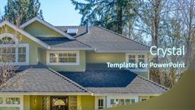  Presentation with house window - Cool new PPT layouts with perfect neighborhood houses in suburb backdrop and a  colored foreground