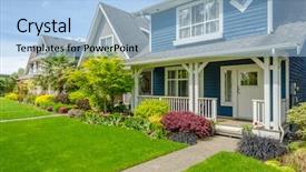  Presentation with north america - Cool new PPT theme with perfect neighborhood houses in suburb backdrop and a light blue colored foreground