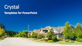  Presentation with north america - Audience pleasing PPT theme consisting of perfect neighborhood houses in suburb backdrop and a dark gray colored foreground