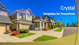  Presentation with neighborhood - Colorful theme enhanced with perfect neighborhood houses in suburb backdrop and a cobalt blue colored foreground