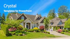  Presentation with north america - Theme having perfect neighborhood houses in suburb background and a teal colored foreground