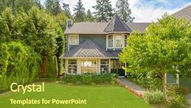  Presentation with neighborhood - PPT theme with perfect neighborhood houses in suburb at spring in the north america background and a tawny brown colored foreground