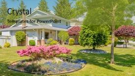  Presentation with neighborhood - Slide set featuring perfect neighborhood houses in suburb background and a gold colored foreground