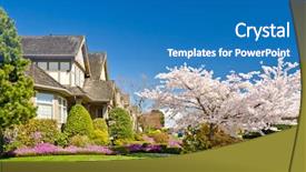  Presentation with north america world women - Beautiful presentation design featuring perfect neighborhood houses in suburb backdrop and a  colored foreground