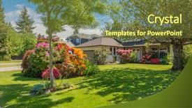  Presentation with north america - Colorful PPT theme enhanced with perfect neighborhood houses in suburb backdrop and a tawny brown colored foreground