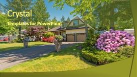  Presentation with north america - Beautiful PPT theme featuring perfect neighborhood houses in suburb backdrop and a tawny brown colored foreground