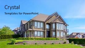  Presentation with neighborhood - Slides consisting of nice fancy - perfect neighborhood houses in suburb background and a light blue colored foreground