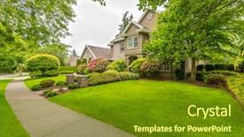  Presentation with neighborhood - Presentation consisting of perfect neighborhood houses in suburb at spring in the north america background and a tawny brown colored foreground