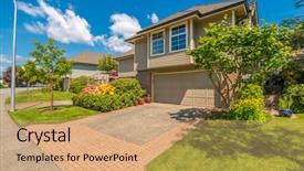  Presentation with neighborhood - Beautiful theme featuring perfect neighborhood houses in suburb backdrop and a  colored foreground