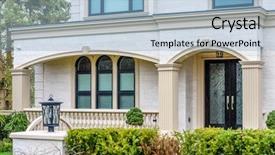  Presentation with luxury house - PPT layouts featuring perfect neighborhood houses in suburb background and a light blue colored foreground