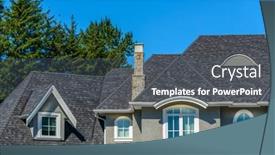  Presentation with house window - Audience pleasing slides consisting of perfect-neighborhood-houses-in-suburb backdrop and a ocean colored foreground