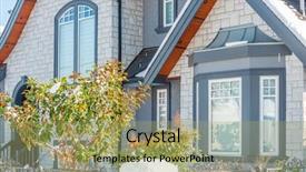  Presentation with north america - Beautiful PPT theme featuring perfect neighbourhood houses in suburb backdrop and a  colored foreground