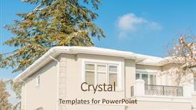  Presentation with luxury house - Audience pleasing PPT layouts consisting of perfect neighbourhood houses in suburb backdrop and a  colored foreground