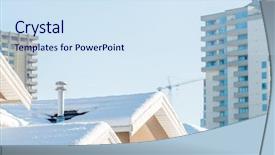  Presentation with north america world women - Slides with perfect neighbourhood houses in suburb background and a sky blue colored foreground