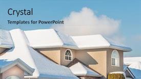  Presentation with luxury house - Audience pleasing PPT theme consisting of perfect neighbourhood houses in suburb backdrop and a  colored foreground