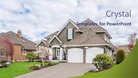  Presentation with north america 3d - Amazing presentation design having perfect-neighbourhood-houses-in-suburb backdrop and a sky blue colored foreground