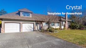  Presentation with north america - Slide deck with perfect-neighbourhood-houses-in-suburb background and a teal colored foreground