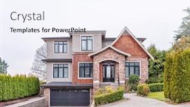  Presentation with north america - Slide deck with perfect-neighbourhood-houses-in-suburb background and a sky blue colored foreground