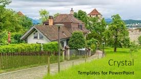  Presentation with perfect - Beautiful presentation theme featuring perfect-neighbourhood-houses-in-suburb backdrop and a gold colored foreground