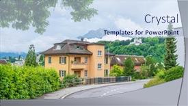  Presentation with perfect - Slides featuring perfect-neighbourhood-houses-in-suburb background and a sky blue colored foreground