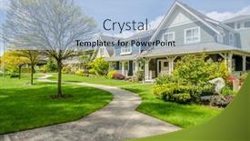  Presentation with north america - Colorful presentation theme enhanced with perfect-neighbourhood-houses-in-suburb backdrop and a light blue colored foreground