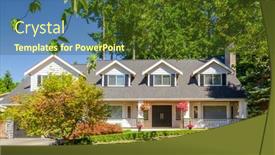  Presentation with north america - Theme consisting of perfect-neighbourhood-houses-in-suburb background and a tawny brown colored foreground