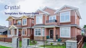  Presentation with north america - Colorful presentation theme enhanced with perfect-neighbourhood-houses-in-suburb backdrop and a sky blue colored foreground