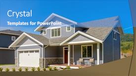  Presentation with north america - Slide set with perfect-neighbourhood-houses-in-suburb background and a teal colored foreground