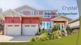 Presentation with north america - Colorful presentation design enhanced with perfect-neighbourhood-houses-in-suburb backdrop and a light blue colored foreground