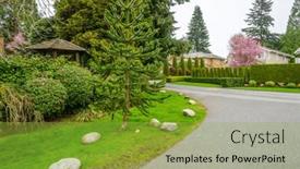  Presentation with north america - PPT theme consisting of perfect-neighbourhood-houses-in-suburb background and a yellow colored foreground