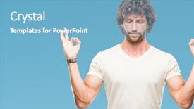  Presentation with yoga and meditation - Theme enhanced with perfect peace - handsome hispanic model man background and a light blue colored foreground