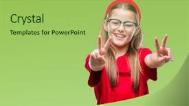  Presentation with swimming beautiful girl swims underwater - Beautiful PPT theme featuring perfect peace - young beautiful girl wearing glasses backdrop and a  colored foreground