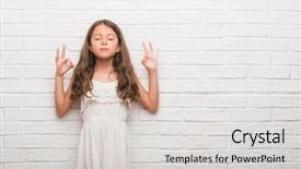 Presentation with floral border over white - Theme featuring perfect peace - young hispanic kid over white background and a light gray colored foreground