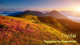  Presentation with nature art - Colorful PPT theme enhanced with perfect-pink-flowers-rhododendrons backdrop and a tawny brown colored foreground