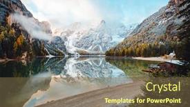  Presentation with scenery - Audience pleasing theme consisting of perfect-scenery-of-famous-alpine backdrop and a tawny brown colored foreground