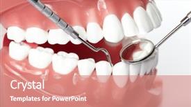  Presentation with dental caries - Theme enhanced with perfect teeth plastic model dental background and a  colored foreground