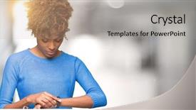  Presentation with african american startup - Amazing PPT theme having perfect timing - beautiful young african american woman backdrop and a light gray colored foreground