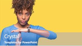  Presentation with time - Presentation design consisting of perfect timing - beautiful young african american woman background and a teal colored foreground