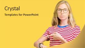  Presentation with glasses - Amazing theme having perfect timing - beautiful young woman wearing glasses backdrop and a  colored foreground