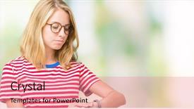  Presentation with glasses - Amazing slide deck having perfect timing - beautiful young woman wearing glasses backdrop and a  colored foreground