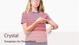  Presentation with young woman wearing boxer gloves - Cool new presentation with perfect timing - beautiful young woman wearing glasses backdrop and a  colored foreground