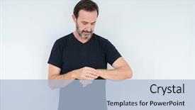  Presentation with time - Audience pleasing PPT theme consisting of perfect timing - senior man over isolated background backdrop and a light blue colored foreground