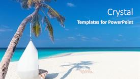  Presentation with white sand - Beautiful slide deck featuring perfect-tropical-white-sand-beach backdrop and a teal colored foreground