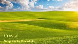  Presentation with minimalistic - Presentation theme having perfect-view-of-farmland background and a tawny brown colored foreground