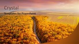  Presentation with autumn view autumn nature - Presentation enhanced with perfect-view-of-road-passing background and a coral colored foreground
