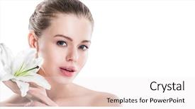  Presentation with lotus flower white water lily - PPT theme having perfect woman holding white lily background and a sky blue colored foreground