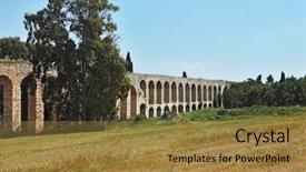  Presentation with aqueduct - Presentation theme having perfectly kept antique aqueduct in the north of israel background and a gold colored foreground