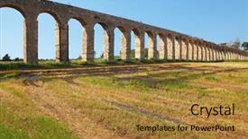  Presentation with aqueduct - Amazing PPT theme having perfectly kept roman antique aqueduct in the north of israel backdrop and a gold colored foreground