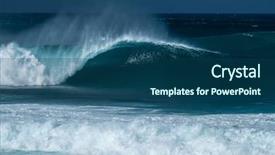  Presentation with sound wave physics - Beautiful slide deck featuring swelling - perfectly shaped surfing wave backdrop and a ocean colored foreground